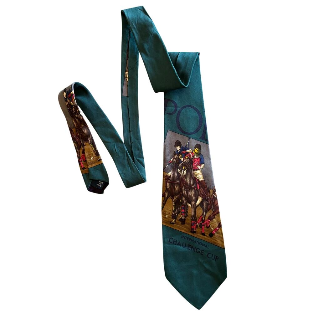 Polo Ralph Lauren 100% Silk Tie International Challenge Cup Equestrian Horse 90s